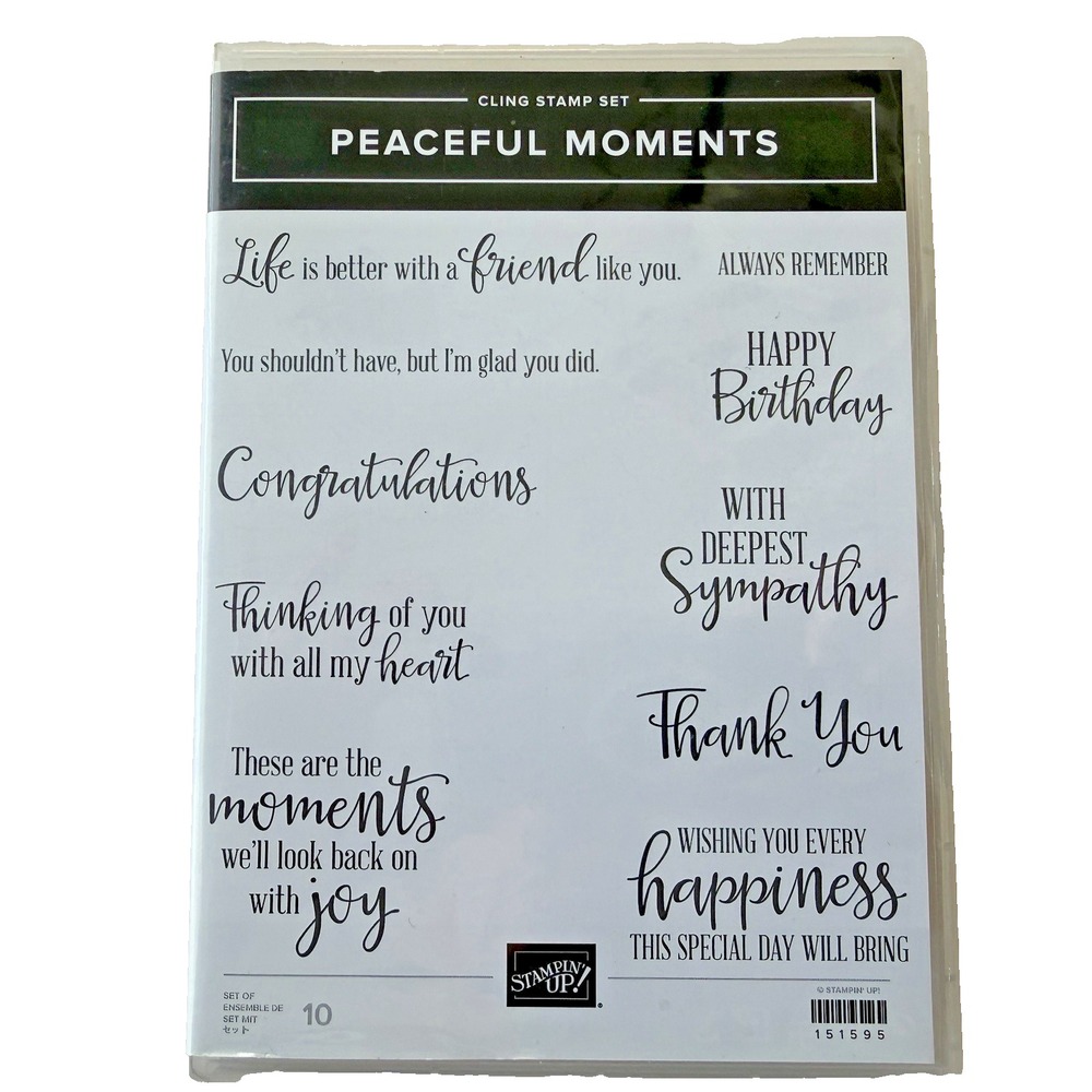 Stampin' Up! Peaceful Moments Cling Stamp Set 151595 Sentiments Greetings Friend